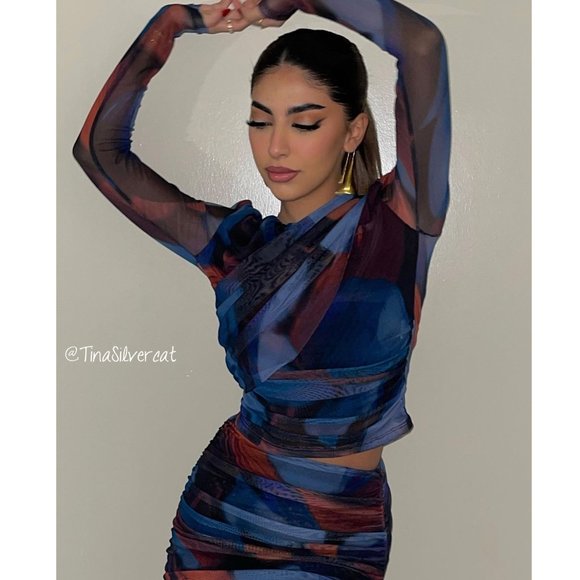 BLOGGER'S FAVE! Zara 2 Pc Printed Tulle Skirt And Top NWT - Picture 8 of 17